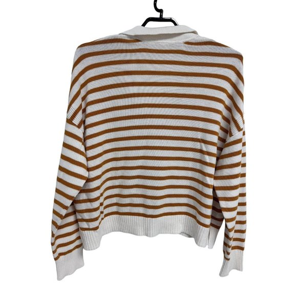 GAP Women's Long Sleeve Collared White & Yellow Striped Sweater Blouse Size XXL - Picture 7 of 11